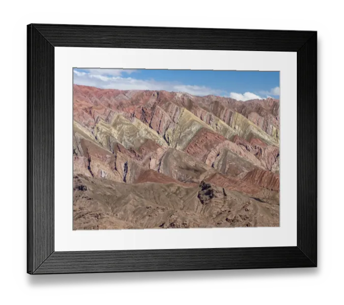 Framed Print : Iconic rock formation Serrania de Hornocal in the Quebrada de Humahuaca canyon, a Framed Print : Iconic rock formation Serrania de Hornocal in the Quebrada de Humahuaca canyon, a