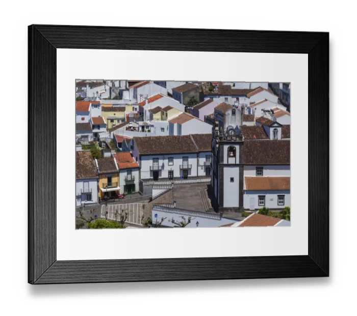 Framed Print : Portugal, Azores, Sao Miguel Island, Agua de Pau. Elevated town view from Monte Santos Framed Print : Portugal, Azores, Sao Miguel Island, Agua de Pau. Elevated town view from Monte Santos