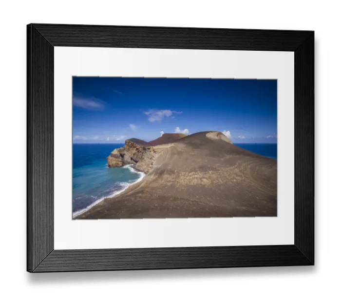 Framed Print : Portugal, Azores, Faial Island. Elevated view of Capelinhos volcanic eruption site