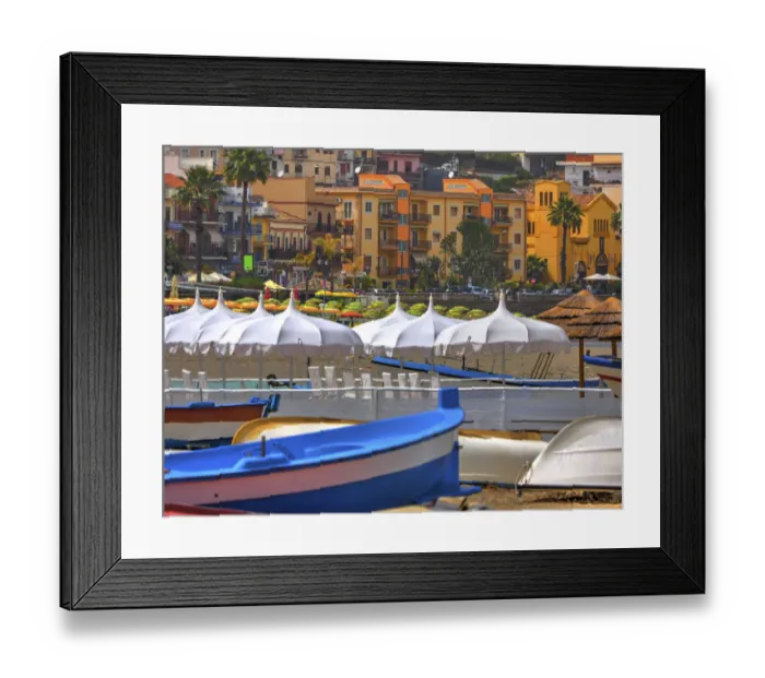 Framed Print : Boats on beach in summer day