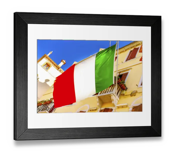 Framed Print : Red, white and green Italian flag, Venice, Italy Framed Print : Red, white and green Italian flag, Venice, Italy