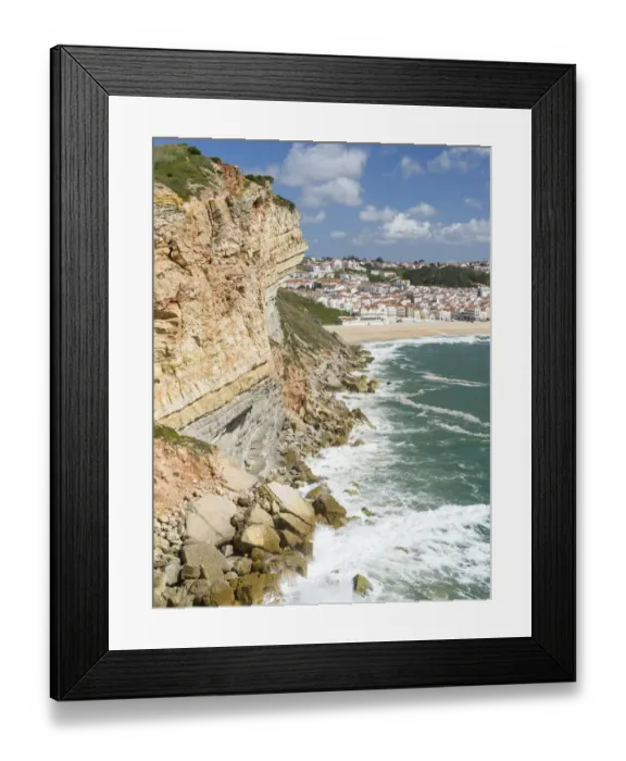 Framed Print : View over town and beach from Sitio. The town Nazare on the coast of the Atlantic Ocean Framed Print : View over town and beach from Sitio. The town Nazare on the coast of the Atlantic Ocean