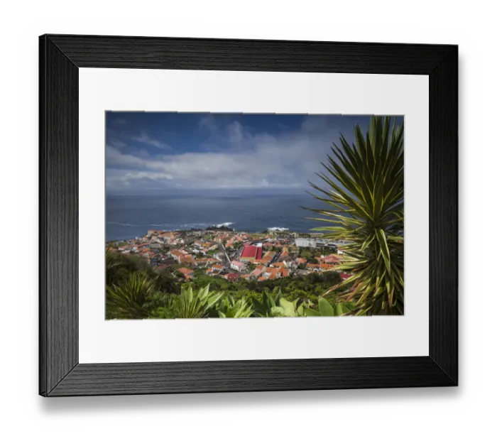 Framed Print : Portugal, Azores, Sao Jorge Island, Velas. Elevated town view Framed Print : Portugal, Azores, Sao Jorge Island, Velas. Elevated town view