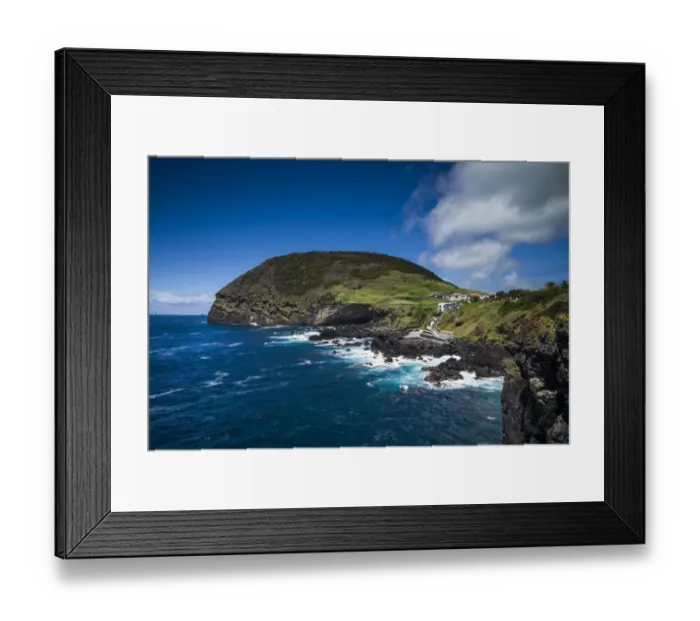 Framed Print : Portugal, Azores, Sao Jorge Island, Velas. Coastline by the Arco Natural Park
