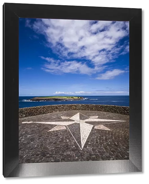 Portugal, Azores, Sao Jorge Island, Topo. Ponta do Topo, compass rose mosaic