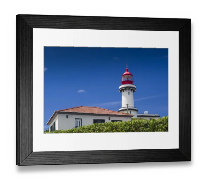 Framed Print : Portugal, Azores, Sao Jorge Island, Topo. Ponta do Topo lighthouse