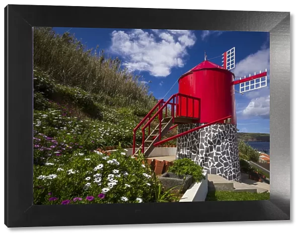 Portugal, Azores, Faial Island, Horta. Small traditional windmill