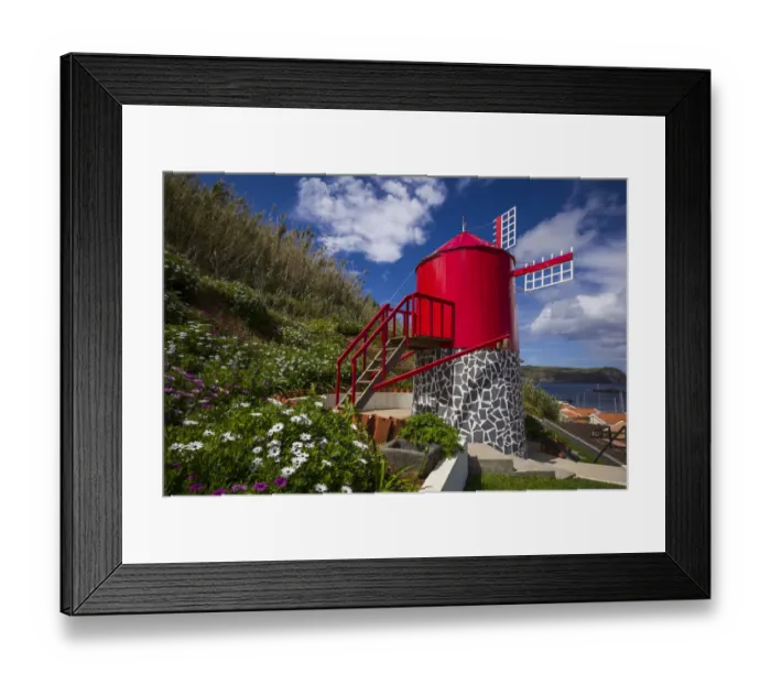 Framed Print : Portugal, Azores, Faial Island, Horta. Small traditional windmill Framed Print : Portugal, Azores, Faial Island, Horta. Small traditional windmill
