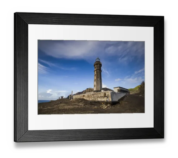 Framed Print : Portugal, Azores, Faial Island. Capelinhos volcanic eruption site and lighthouse Framed Print : Portugal, Azores, Faial Island. Capelinhos volcanic eruption site and lighthouse
