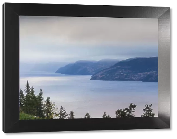 Canada, Quebec, Ste-Rose-du-Nord. Elevated view of Saguenay Fjord