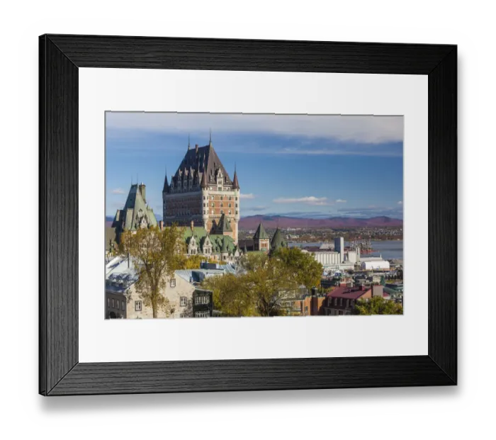 Framed Print : Canada, Quebec, Quebec City. Elevated skyline with Chateau Frontenac hotel