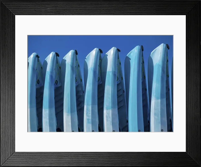 Framed Print : Stacked kayaks on a beach, Florida, USA Framed Print : Stacked kayaks on a beach, Florida, USA