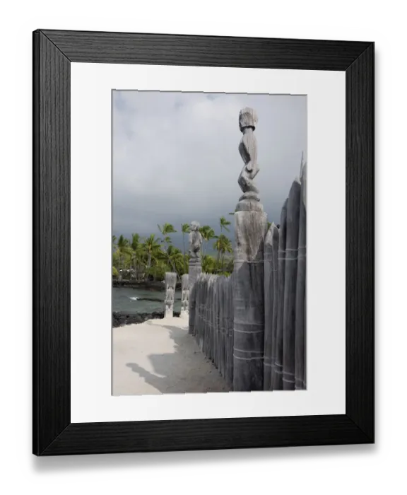 Framed Print : Pu uhonua, Place of Refuge, Big Island, Hawaii, Tiki Gods