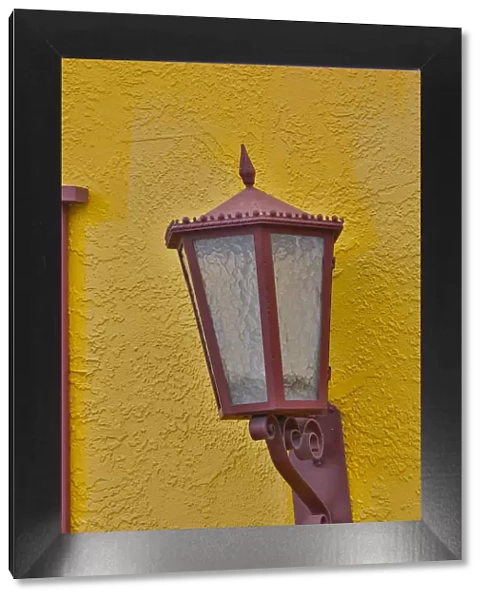 Lamps on colorful building in the Barrio Historic District, Tucson, Arizona