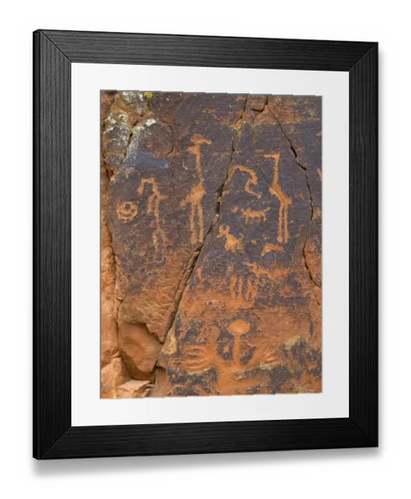 Framed Print : USA, Arizona, V-Bar V-Heritage Site, Petroglyphs, made AD 1450-1800
