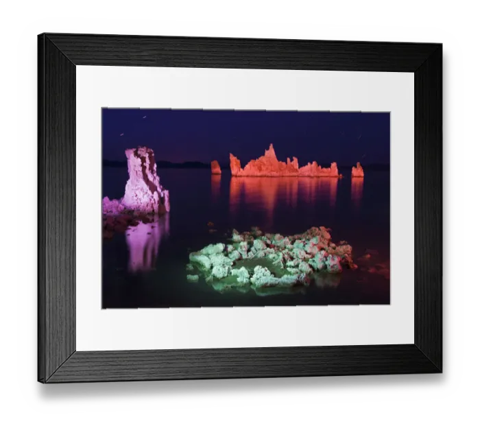 Framed Print : USA, California, Mono Lake. Tufa tower Formations, colored rocks, night. Credit as Framed Print : USA, California, Mono Lake. Tufa tower Formations, colored rocks, night. Credit as