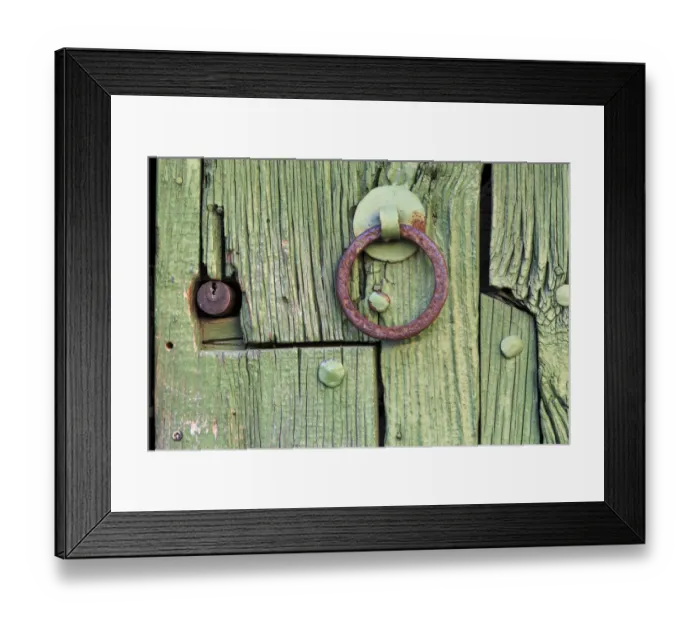 Framed Print : Spain, Balearic Islands, Mallorca. Esporles door and iron handles and lock