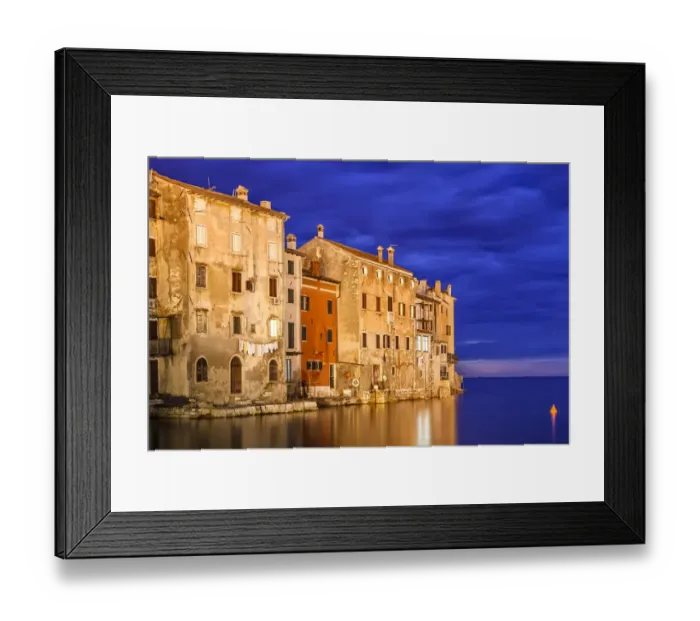 Framed Print : Europe, Croatia, Rovinj. Sunset on ocean and town Framed Print : Europe, Croatia, Rovinj. Sunset on ocean and town