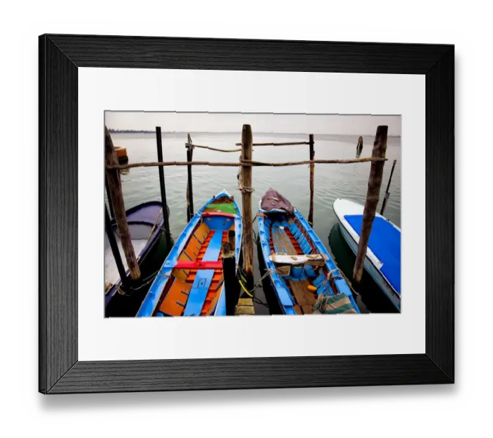 Framed Print : Italy, Burano. Moored boats. Credit as: Jim Nilsen  /  Jaynes Gallery  /  DanitaDelimont. com