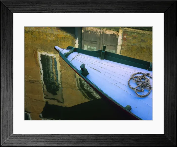 Framed Print : Italy, Venice. Gondola moored in canal. Credit as: Jim Nilsen  /  Jaynes Gallery  /  DanitaDelimont