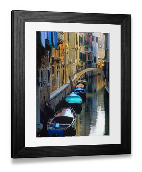 Framed Print : Italy, Venice. Gondolas moored in canal. Credit as: Jim Nilsen / Jaynes Gallery / DanitaDelimont Framed Print : Italy, Venice. Gondolas moored in canal. Credit as: Jim Nilsen / Jaynes Gallery / DanitaDelimont