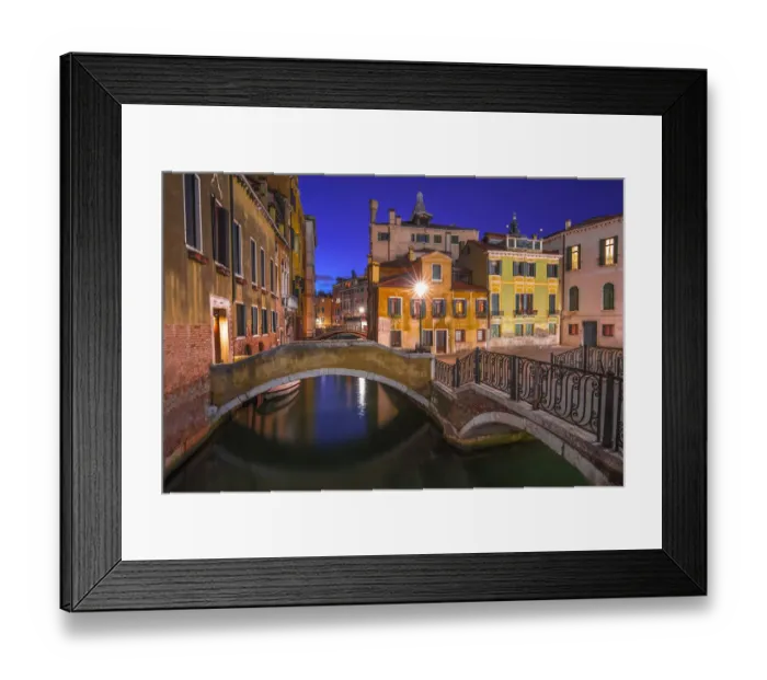 Framed Print : Italy, Venice. Canal bridge and buildings at night Framed Print : Italy, Venice. Canal bridge and buildings at night