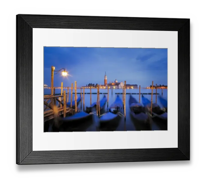 Framed Print : Europe, Italy, Venice. Sunset on gondolas and San Giorgio Maggiore church. Credit as Framed Print : Europe, Italy, Venice. Sunset on gondolas and San Giorgio Maggiore church. Credit as