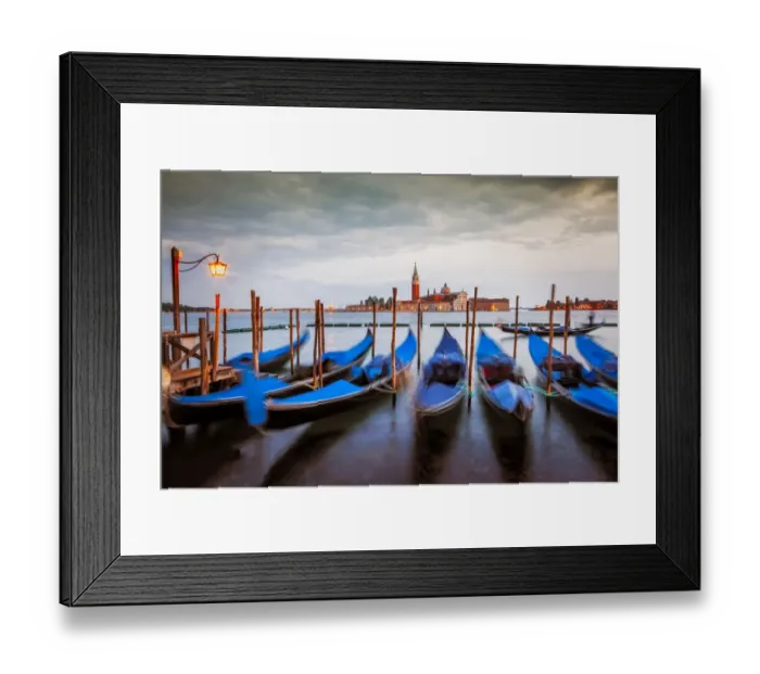 Framed Print : Europe, Italy, Venice. Gondolas in front of San Marco basin