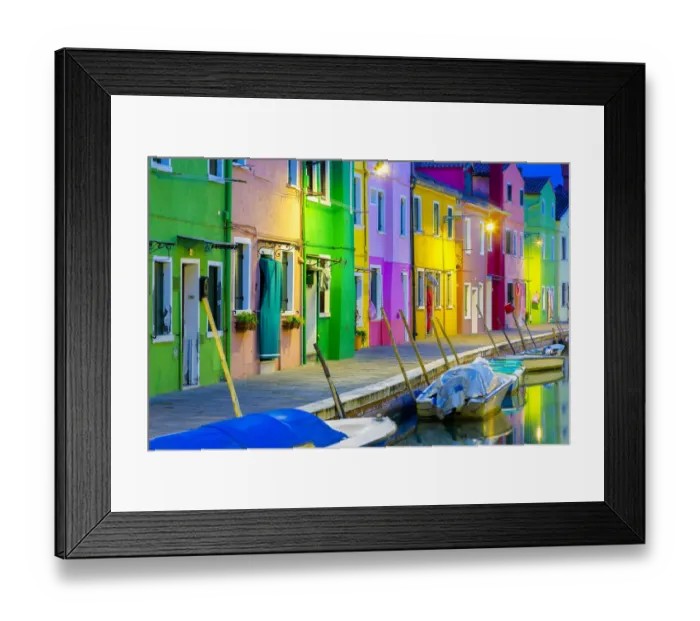 Framed Print : Europe, Italy, Veneto, Burano. Blue hour at sunset