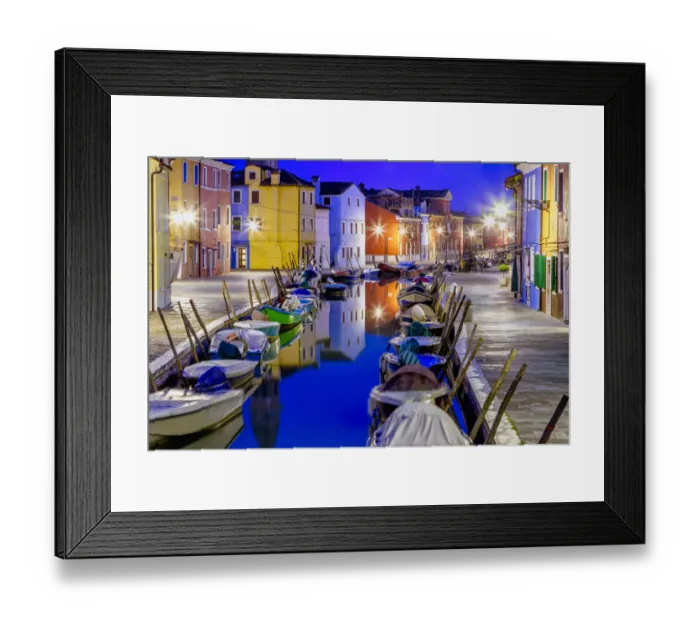 Framed Print : Europe, Italy, Veneto, Burano. Blue hour at sunset
