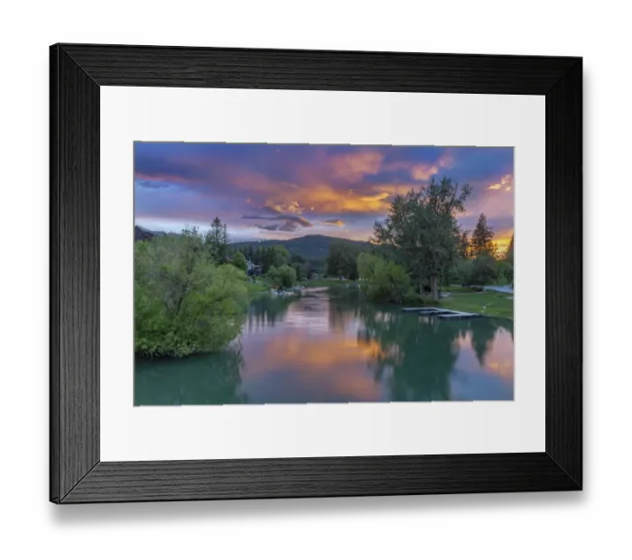 Framed Print : Sunset on Whitefish River in Whitefish, Montana, USA