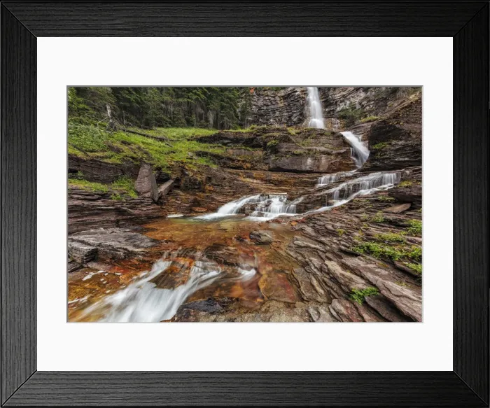Framed Print : Virginia Falls in Glacier National Park, Montana, USA