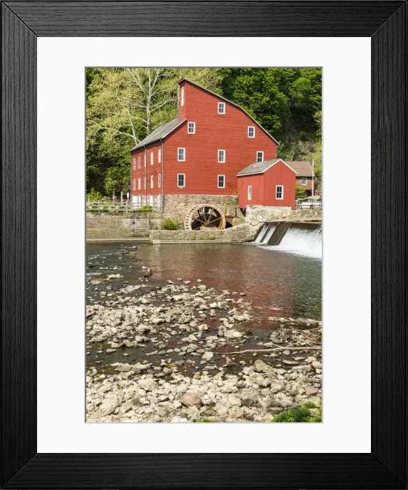 Framed Print : USA, New Jersey. Raritan River Basin, Clinton, South Fork of Raritan River and old mill