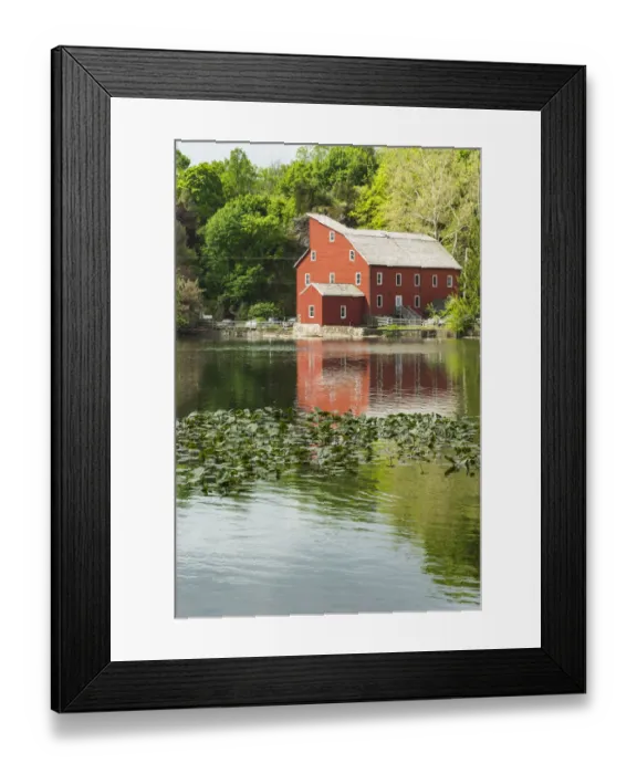 Framed Print : USA, New Jersey. Raritan River Basin, Clinton, South Fork of Raritan River and old mill