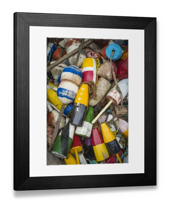 Framed Print : USA, Massachusetts, Cape Ann, Essex. Lobster buoys Framed Print : USA, Massachusetts, Cape Ann, Essex. Lobster buoys