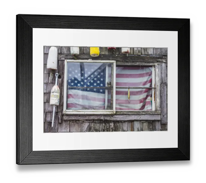 Framed Print : USA, Massachusetts, Cape Ann, Rockport. Fishing shack with US flag Framed Print : USA, Massachusetts, Cape Ann, Rockport. Fishing shack with US flag