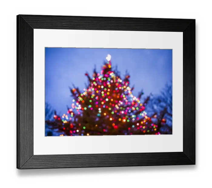Framed Print : USA, Massachusetts, Cape Ann, Rockport. Defocused Christmas tree