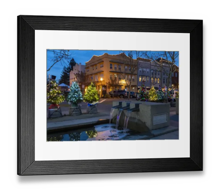 Framed Print : Christmas decorations on the main street of Windsor, California Framed Print : Christmas decorations on the main street of Windsor, California