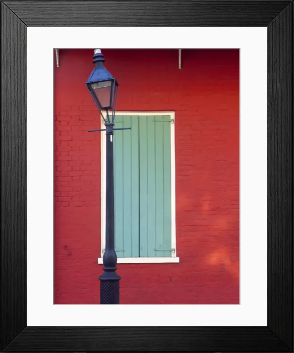 Framed Print : USA, Louisiana, New Orleans. Lamp post and window