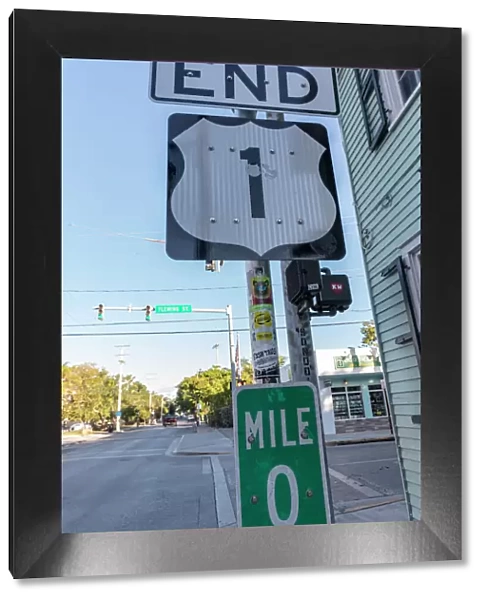 End of US Highway 1 with Mile Zero marker in Key West, Florida, USA