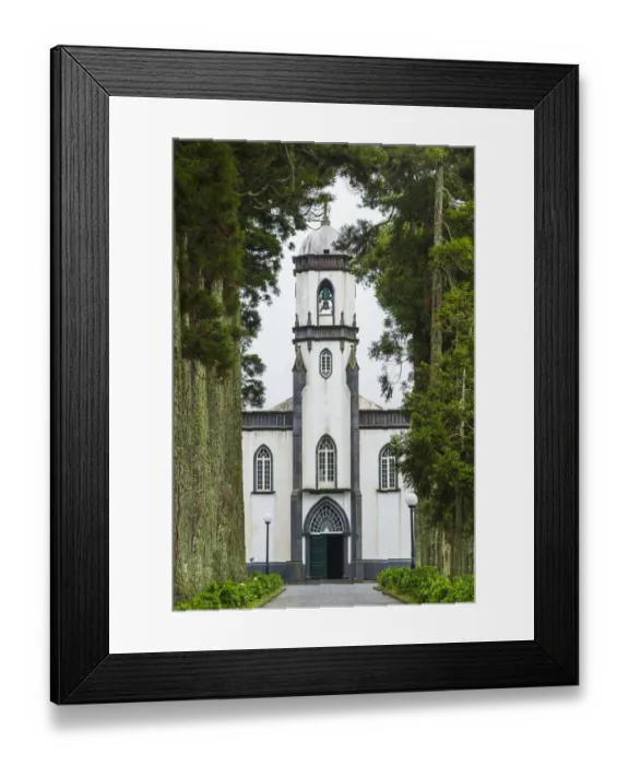 Framed Print : Portugal, Azores, Sao Miguel Island, Sete Cidades. Town church Framed Print : Portugal, Azores, Sao Miguel Island, Sete Cidades. Town church