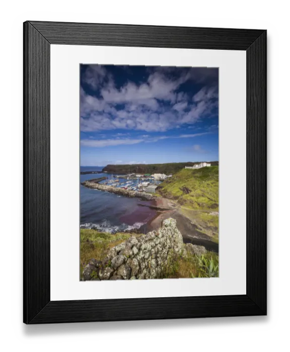 Framed Print : Portugal, Azores, Santa Maria Island, Vila do Porto. Elevated port view Framed Print : Portugal, Azores, Santa Maria Island, Vila do Porto. Elevated port view
