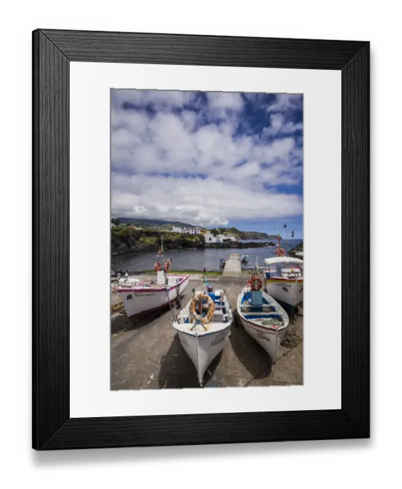 Framed Print : Portugal, Azores, Sao Miguel Island, Lagoa. Fishing harbor with boats Framed Print : Portugal, Azores, Sao Miguel Island, Lagoa. Fishing harbor with boats