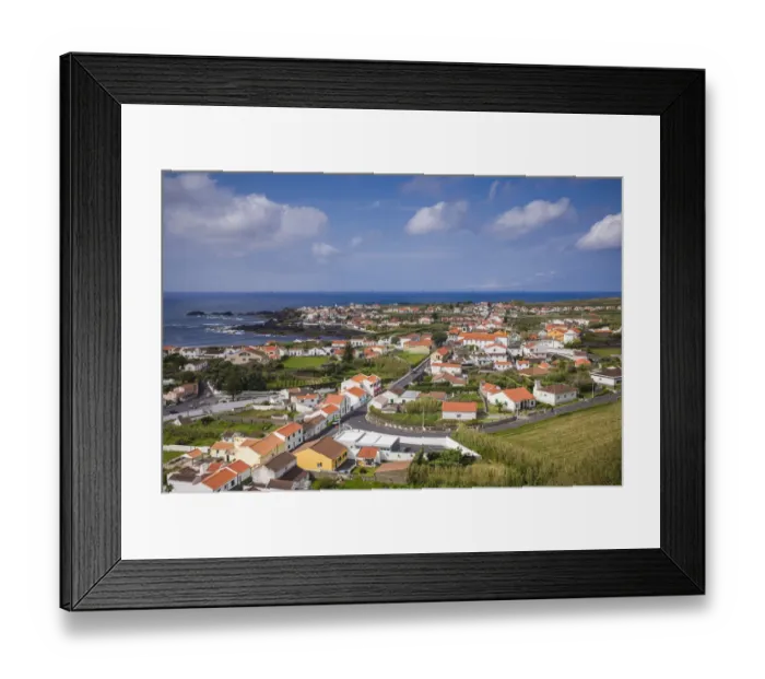 Framed Print : Portugal, Azores, Sao Miguel Island, Mosteiros. Elevated town view Framed Print : Portugal, Azores, Sao Miguel Island, Mosteiros. Elevated town view