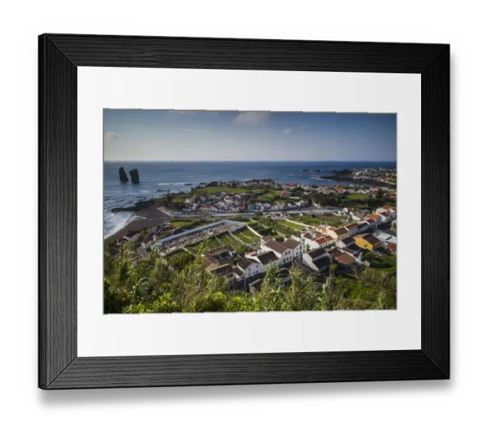 Framed Print : Portugal, Azores, Sao Miguel Island, Mosteiros. Elevated town view Framed Print : Portugal, Azores, Sao Miguel Island, Mosteiros. Elevated town view