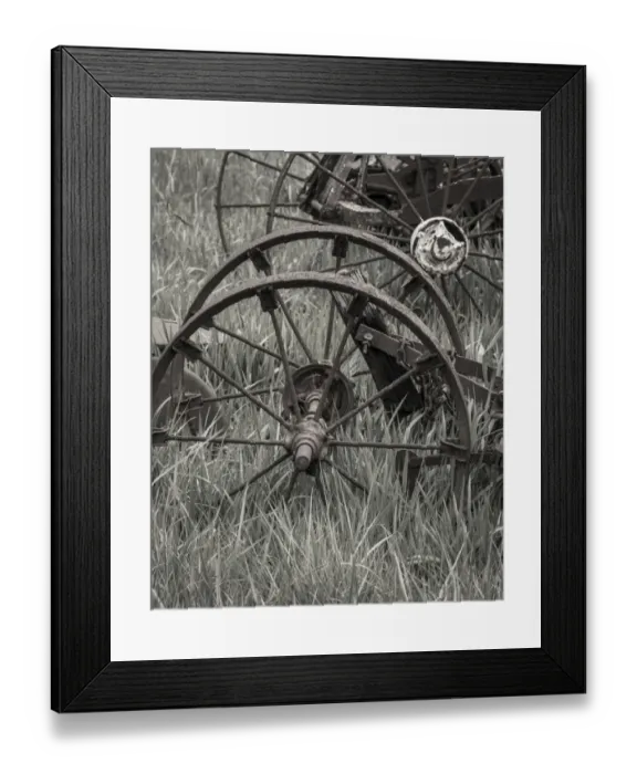 Framed Print : USA, Oregon, Tillamook. Antique farm machinery