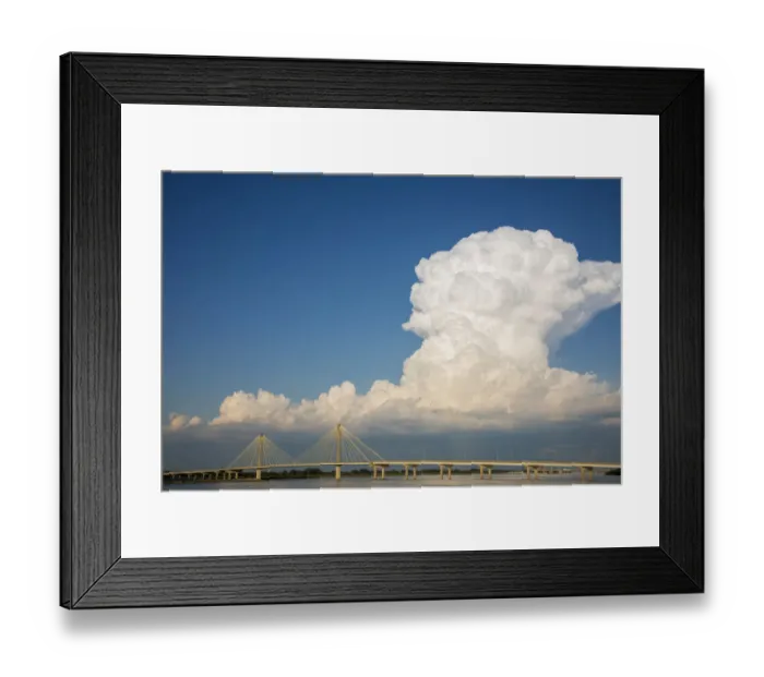 Framed Print : Clark Bridge over Mississippi River and thunderstorm (Cumulonimbus Cloud) Alton, IL