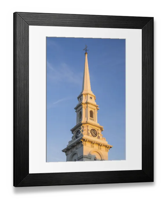 Framed Print : USA, New Hampshire, Portsmouth. North Church at sunset