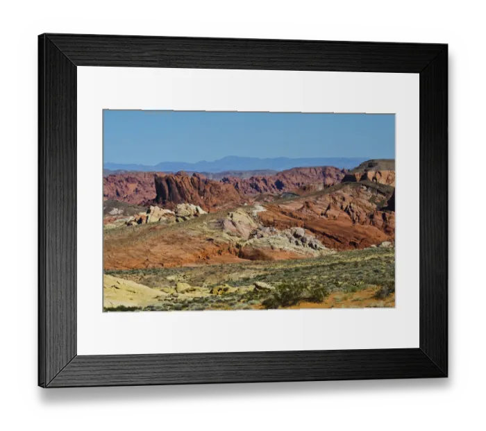 Framed Print : USA, Nevada. Valley of Fire State Park, Mouses Tank Road looking north