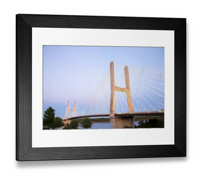 Framed Print : Bill Emerson Memorial Bridge at night over Mississippi River, Cape Girardeau, Missouri